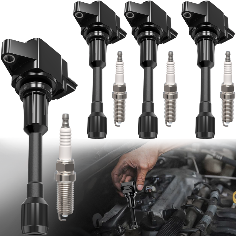 Set Of 4 UF549 Ignition Coil Pack and 9029 Spark Plug Compatible with 2007-2019 Nissan Sentra Versa Altima Cube Rogue NV200 Infiniti FX50 M56 QX60 1.6L 1.8L 2.0L 2.5L L4 C1696 5C1753